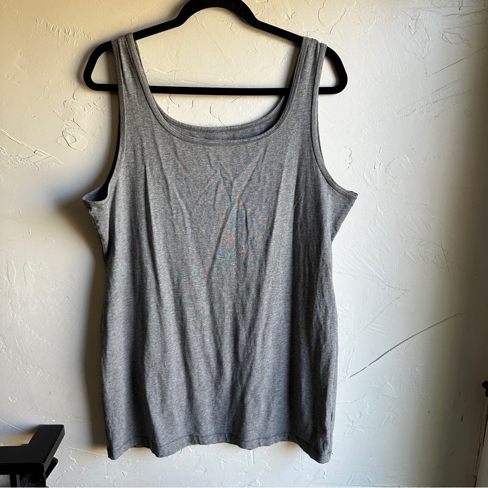 Peruvian Connection Essential Pima Tunic Length‎ Tank in Heathered Grey Sz XL